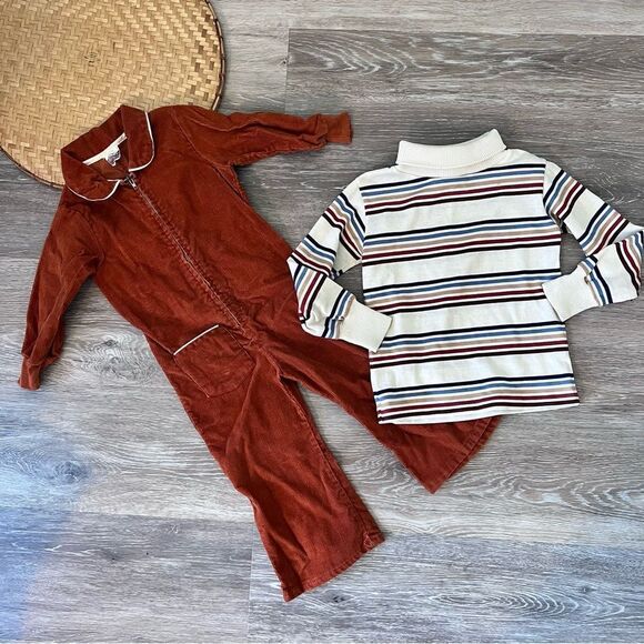 Vintage Other - Vintage 1970’s boys corduroy jumpsuit‎ & stripe sweater bundle